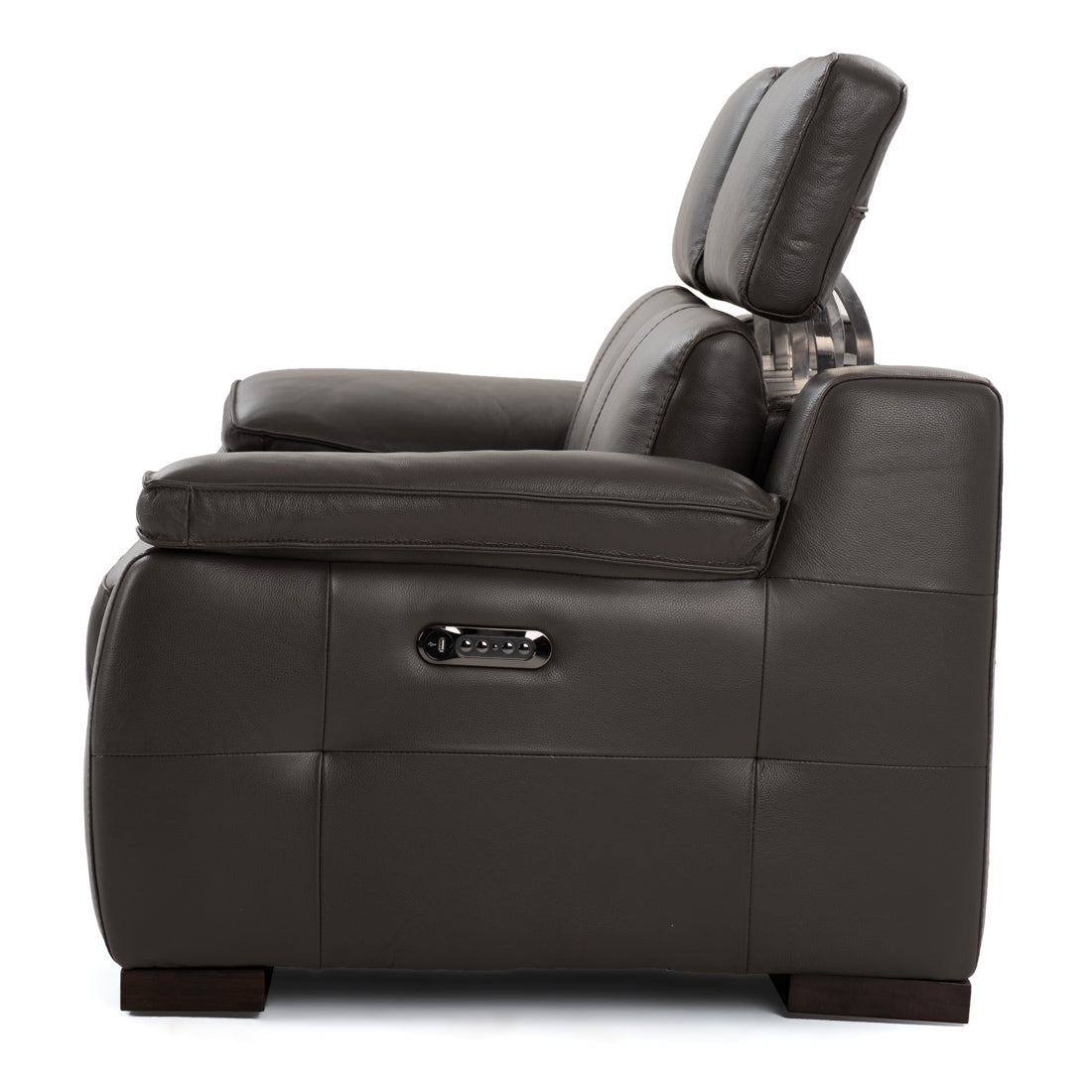 Nova Leather Reclining Loveseat Dark Grey