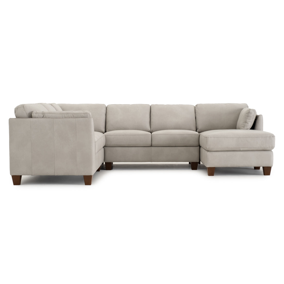 Neal Leather Sectional Sofa Light Grey