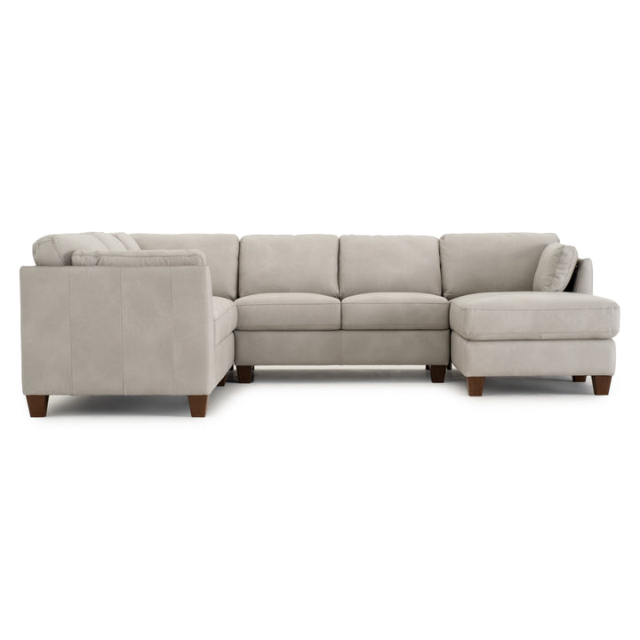 Neal Leather Sectional Sofa Light Grey
