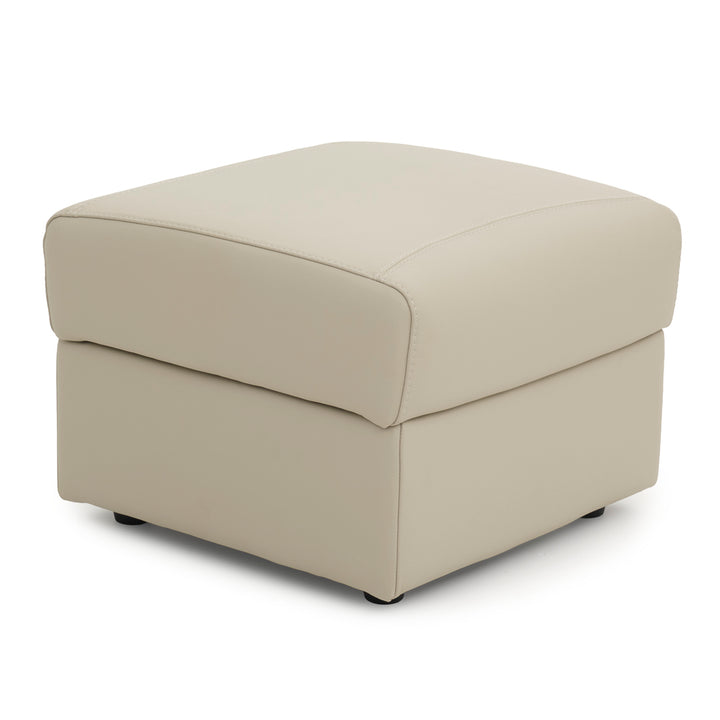 Wessa Leather Ottoman with Storage Beige