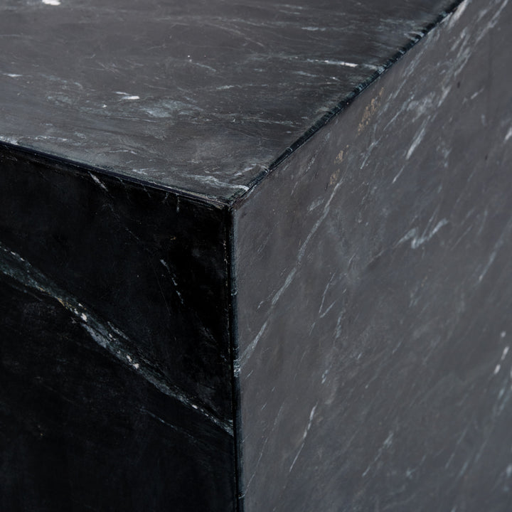 Nabby Marble End Table Black