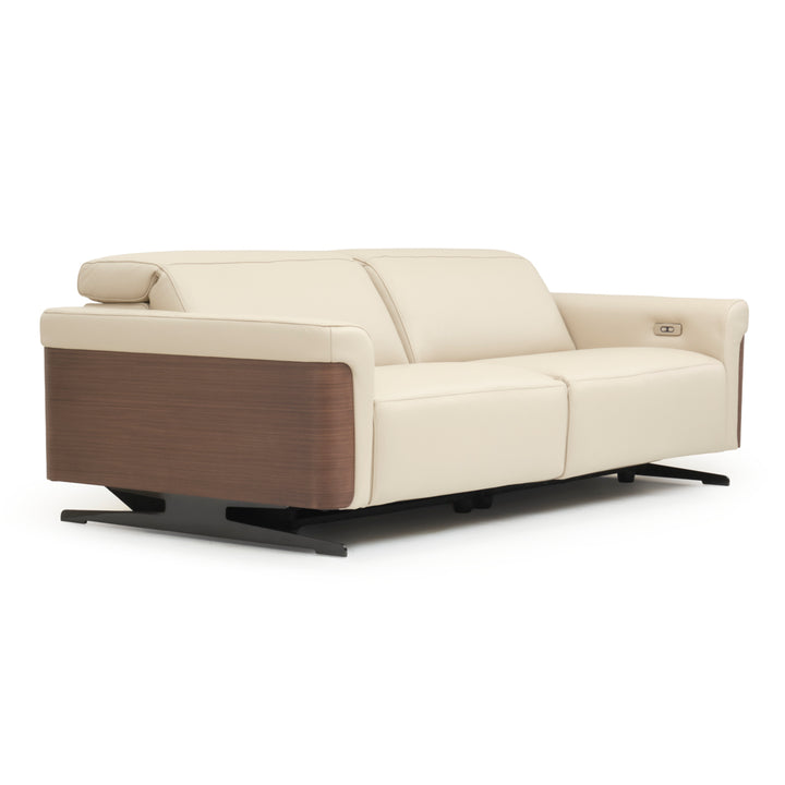 Walida Leather Reclining Sofa Beige