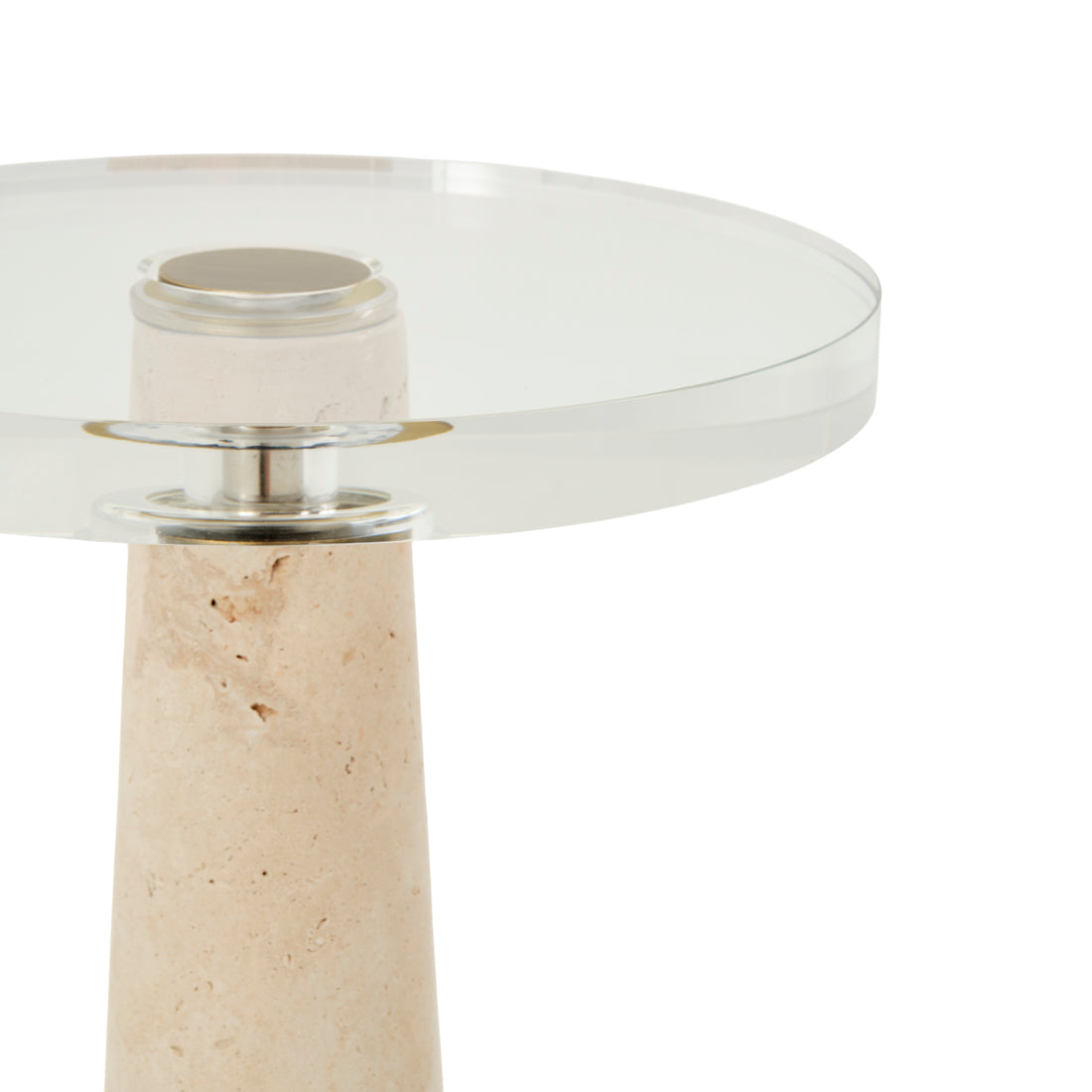 Nicasia Travertine Accent Table Light Brown