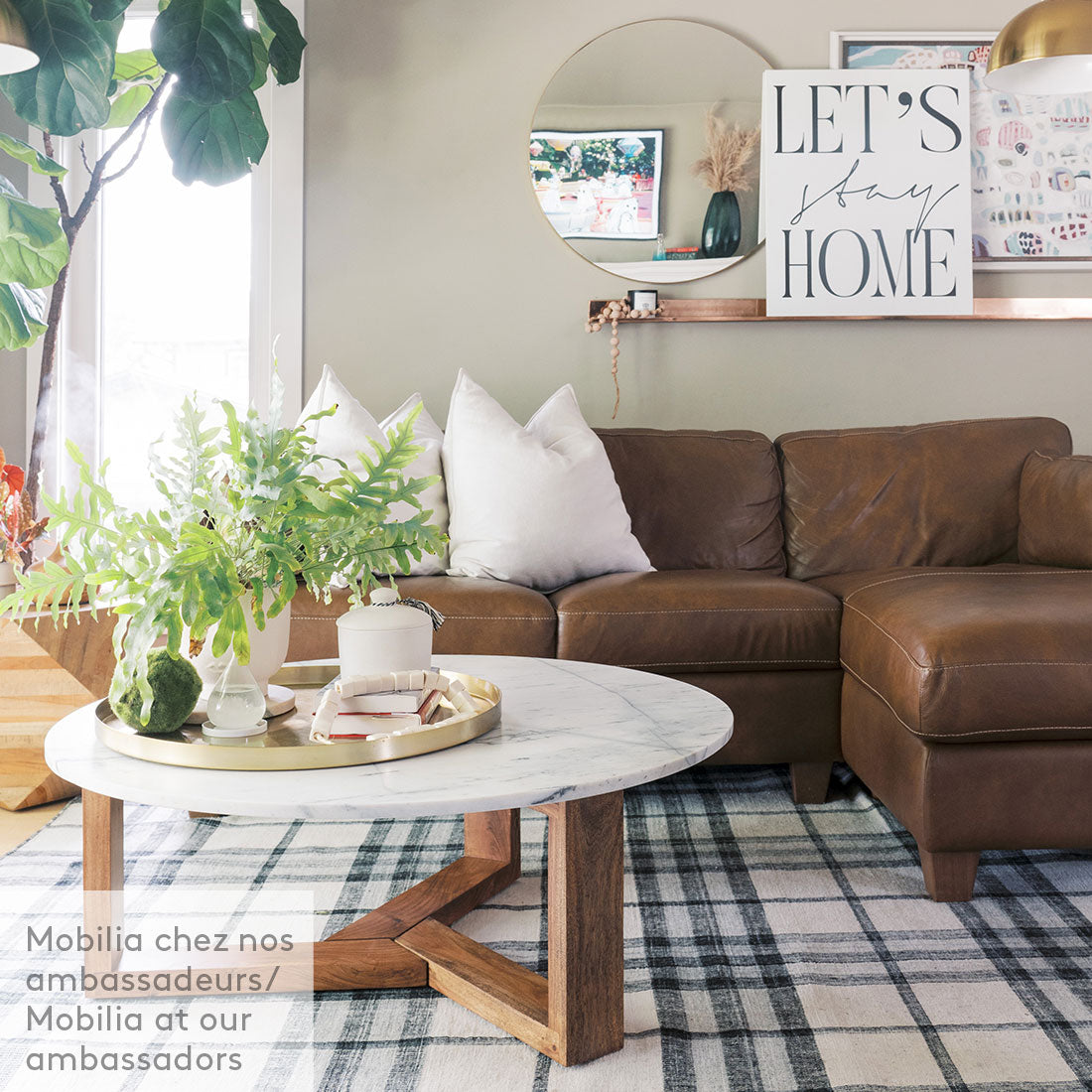 Neal Leather Sectional Sofa Cognac