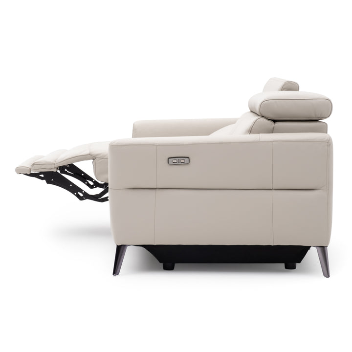 Westlyn Leather Reclining Sofa Light Grey