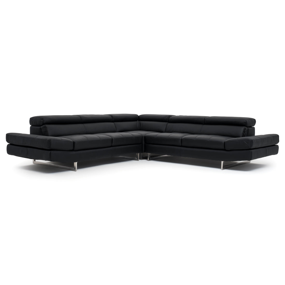 Rockland Leather Sectional Sofa Black