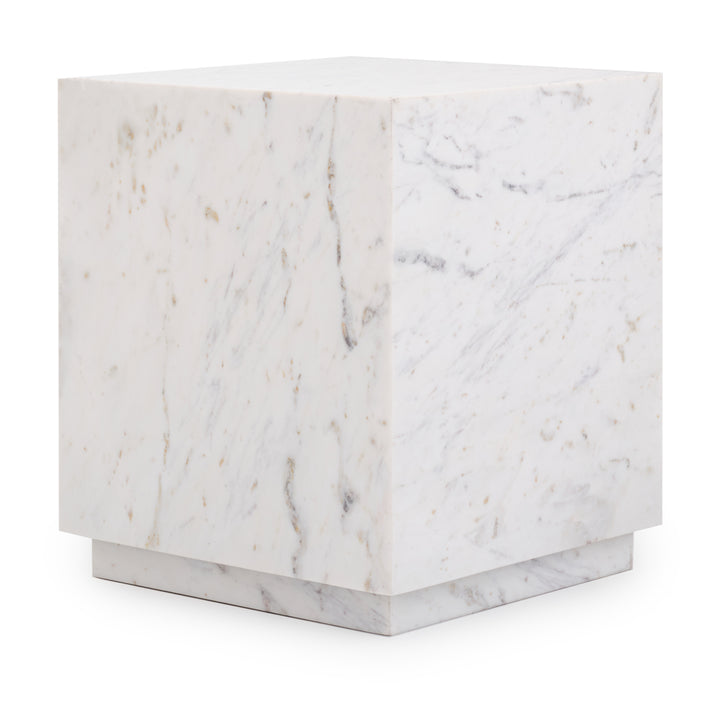 Nabby Marble End Table White