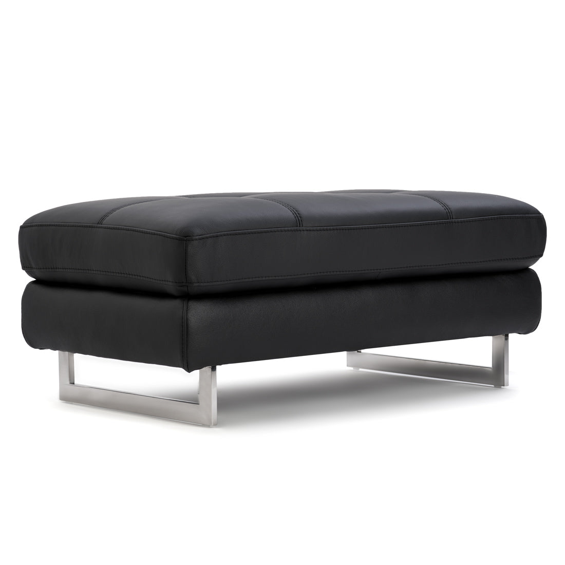 Rockland Leather Ottoman Black