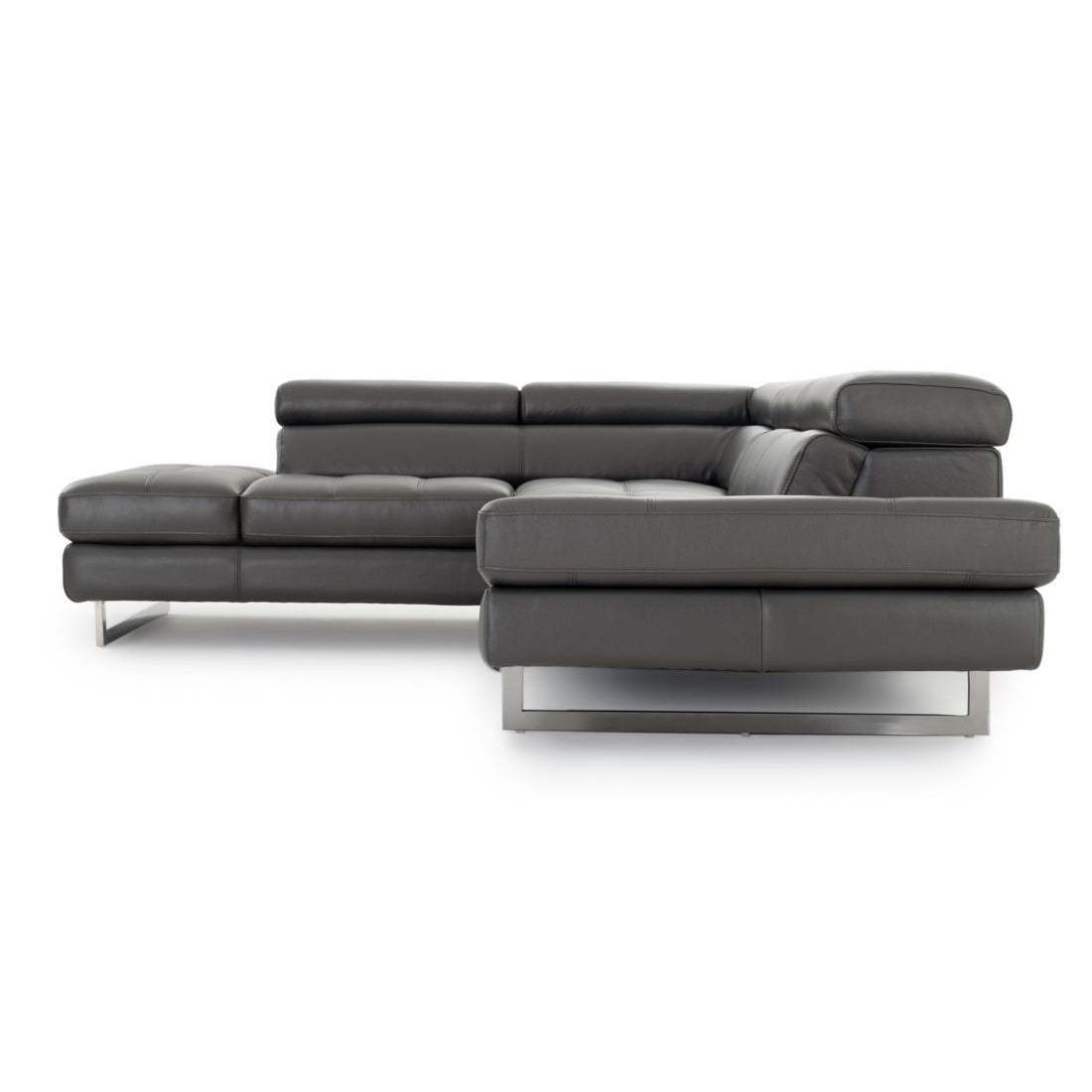 Rockland Leather Sectional Sofa Dark Grey