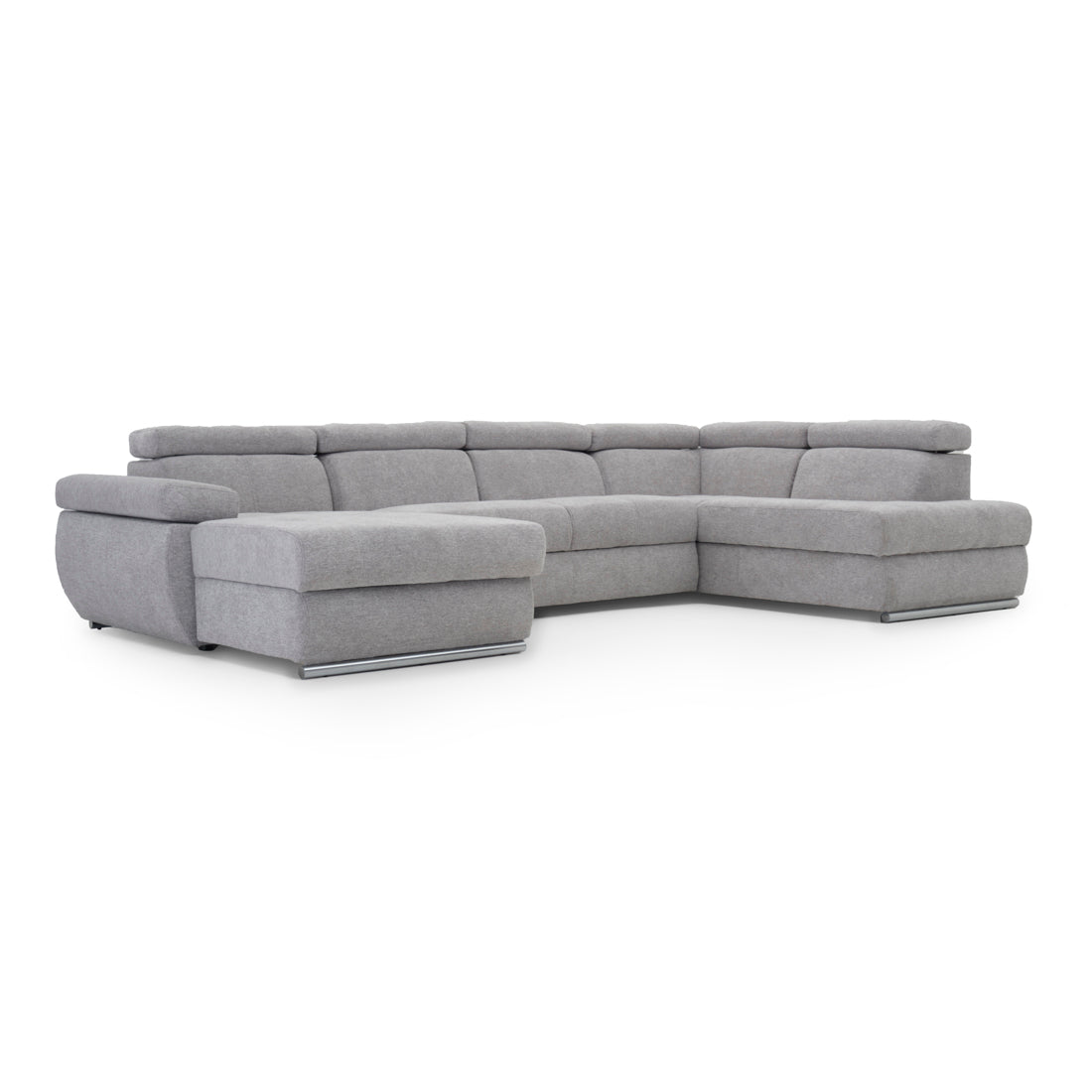 Wicek Fabric Sectional Sofa-Bed Light Grey