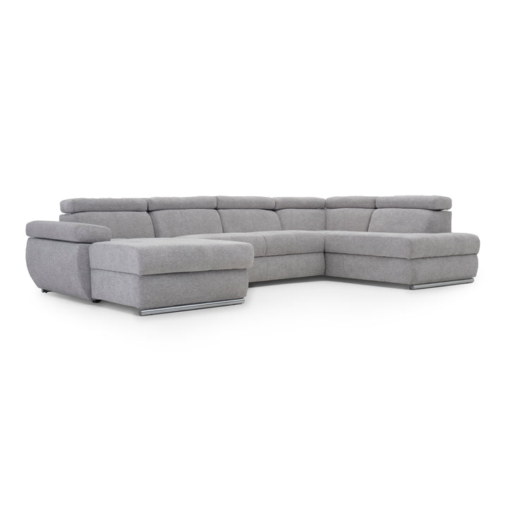 Wicek Fabric Sectional Sofa-Bed Light Grey