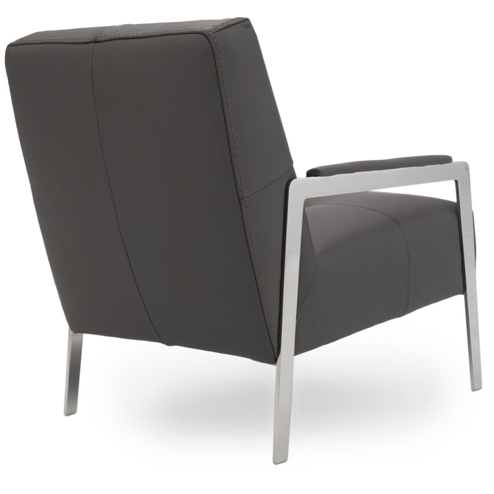 Walter Leather Accent Chair Dark Grey