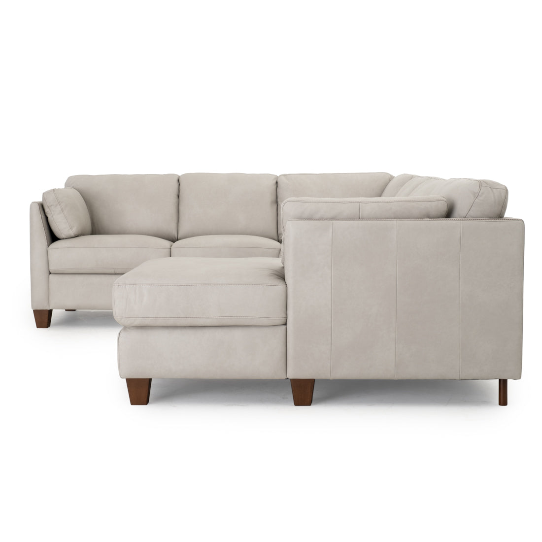 Neal Leather Sectional Sofa Light Grey