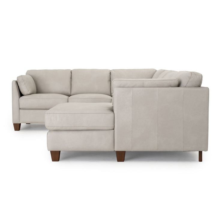 Neal Leather Sectional Sofa Light Grey
