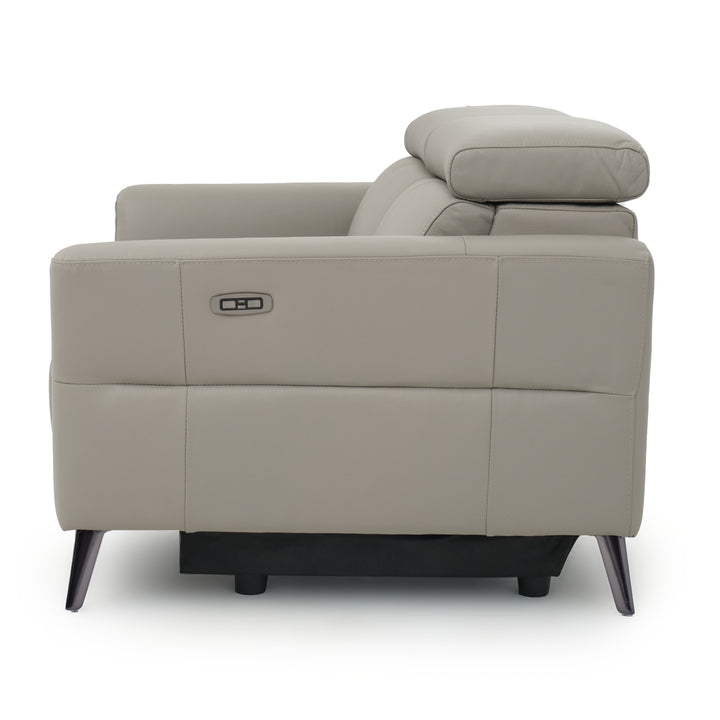 Westlyn Leather Reclining Sofa Light Grey