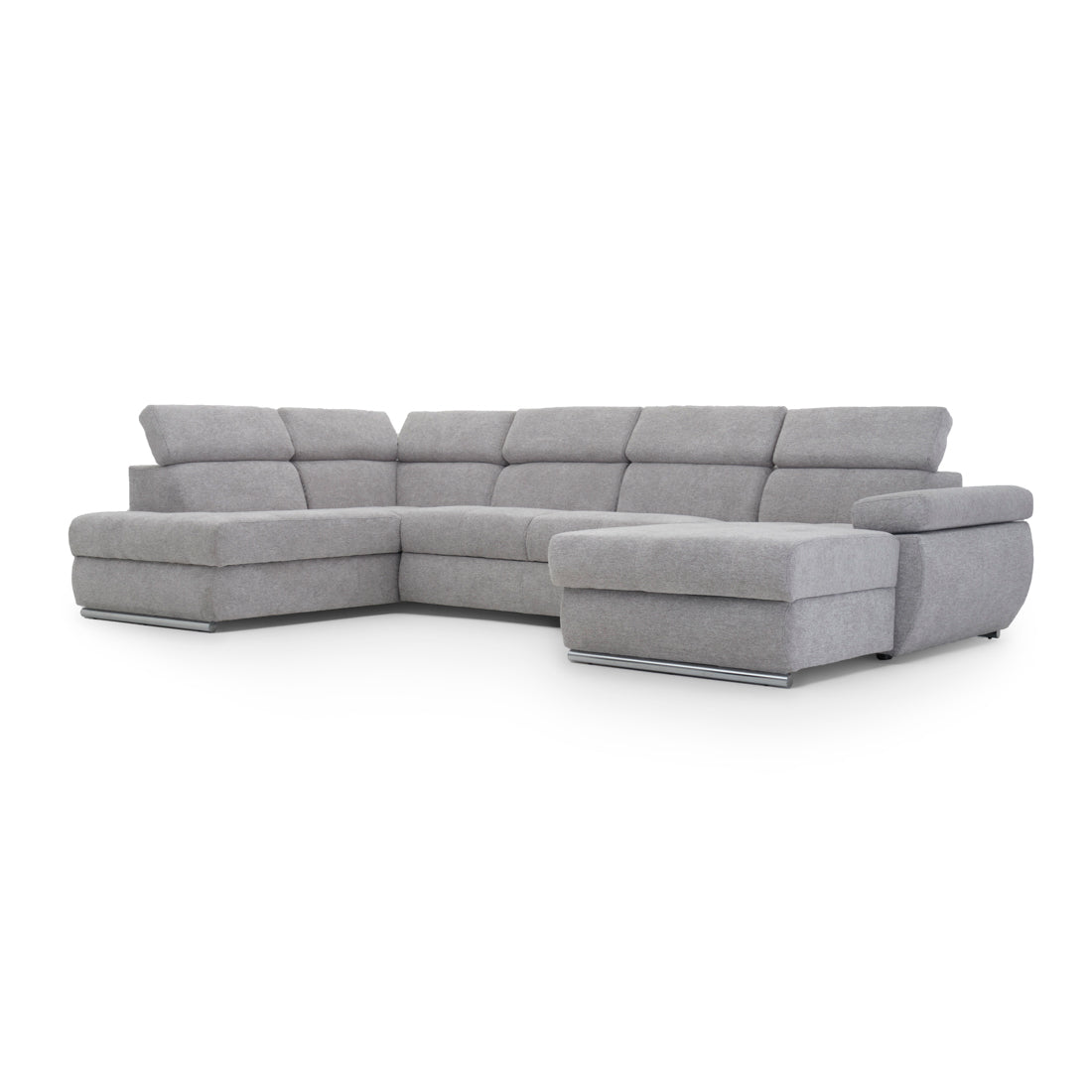 Wicek Fabric Sectional Sofa-Bed Light Grey