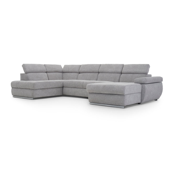 Wicek Fabric Sectional Sofa-Bed Light Grey