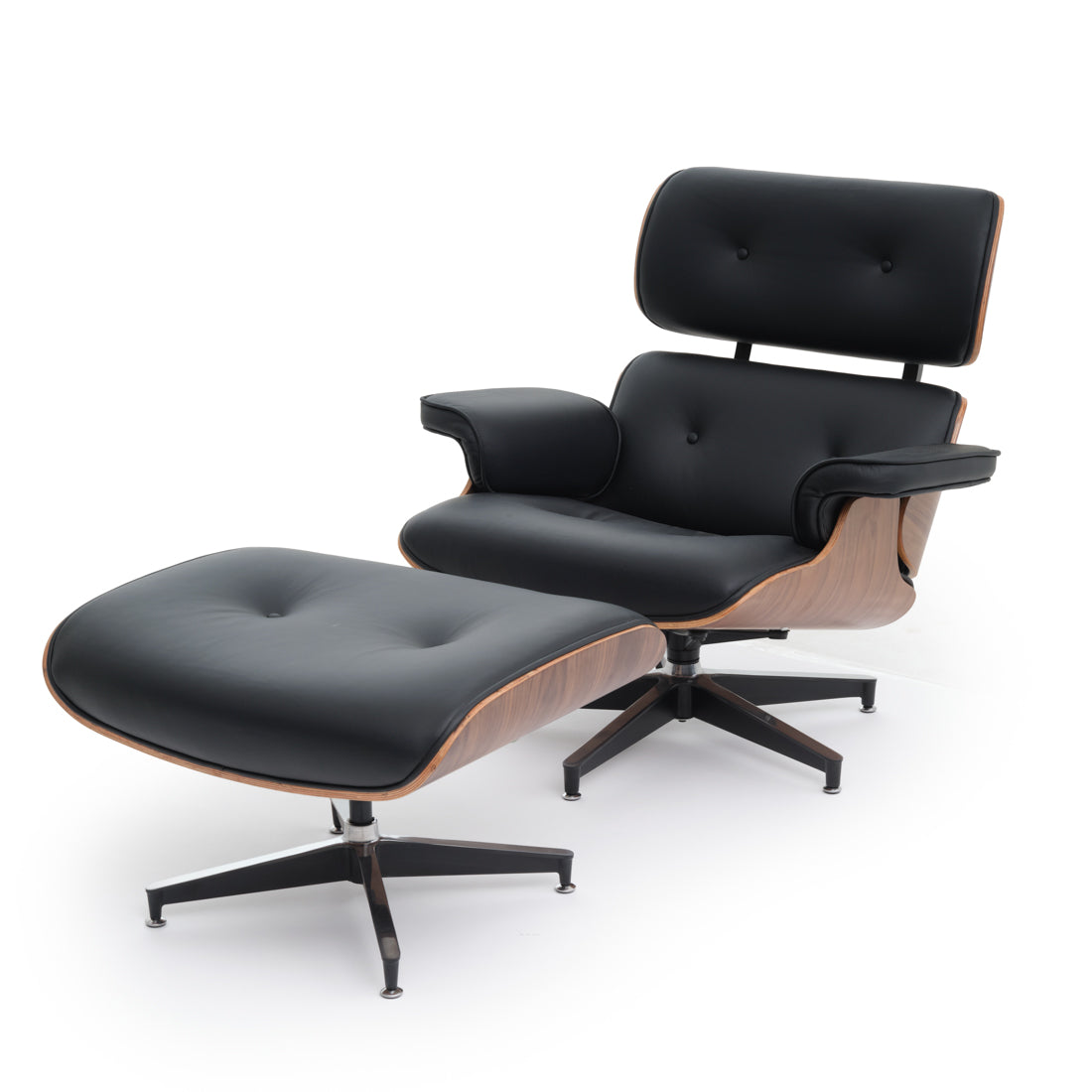 Norena Accent Chair with Ottoman Black