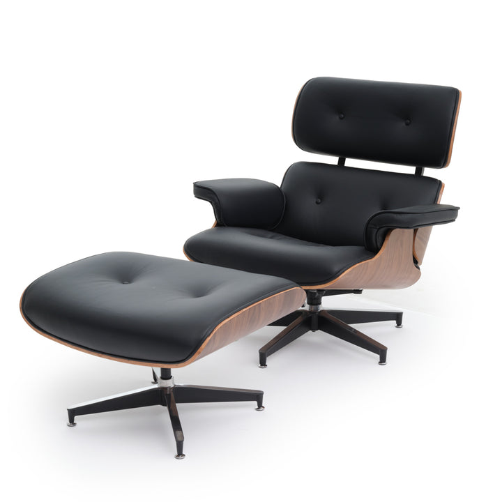 Norena Accent Chair with Ottoman Black