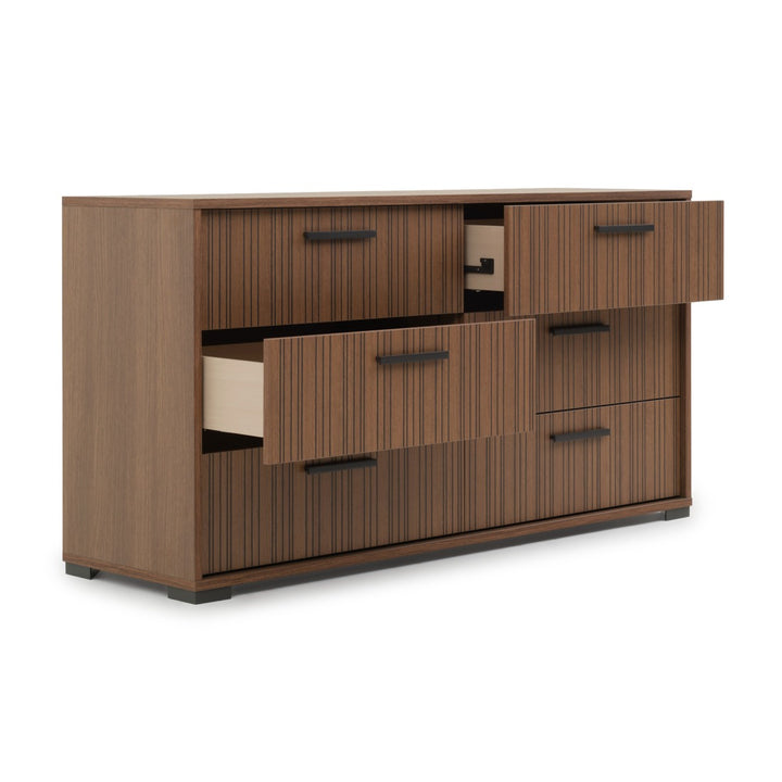 Nitmo 6-Drawer Dresser Dark Brown