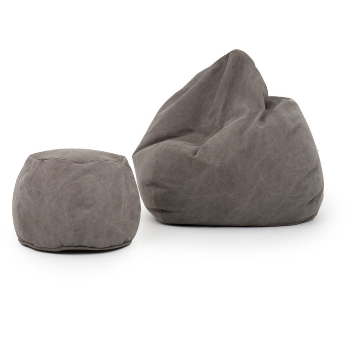 Eloka Bean Bag with Ottoman Light Grey