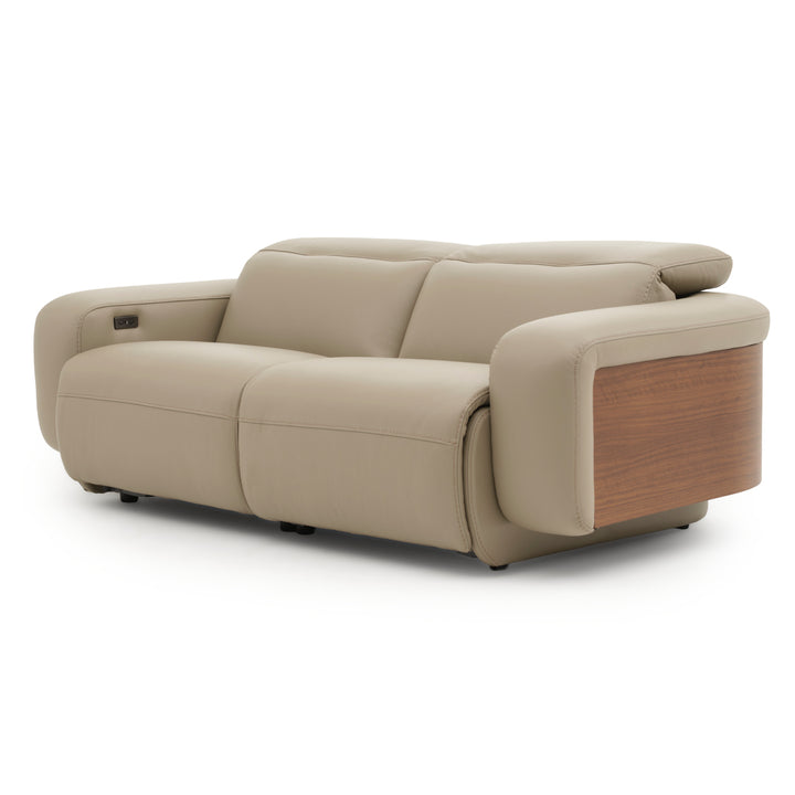 Eltha Leather Reclining Sofa Taupe