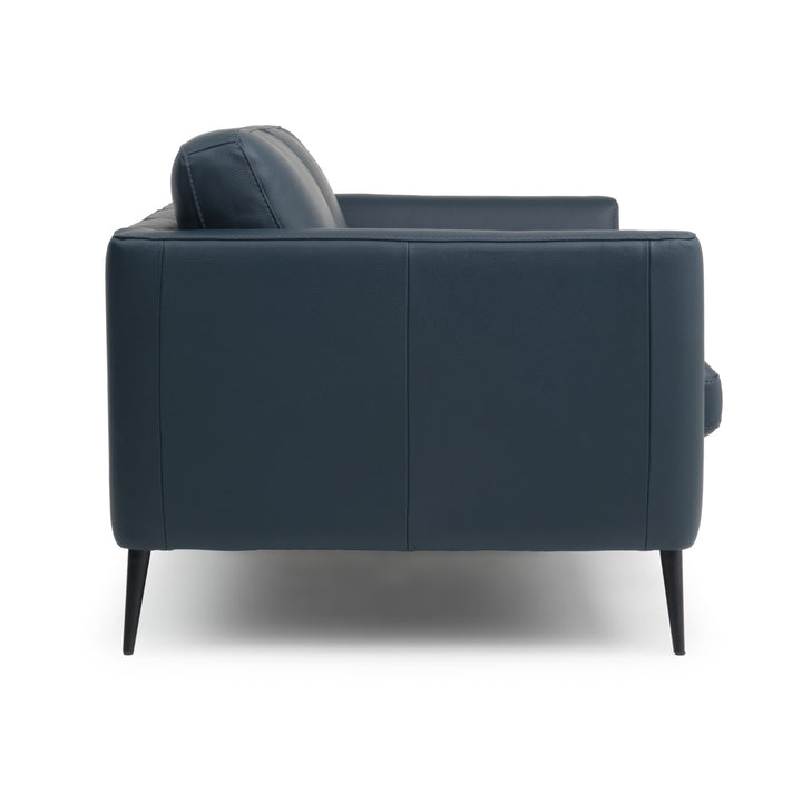 Ermilo Leather Loveseat Dark Blue
