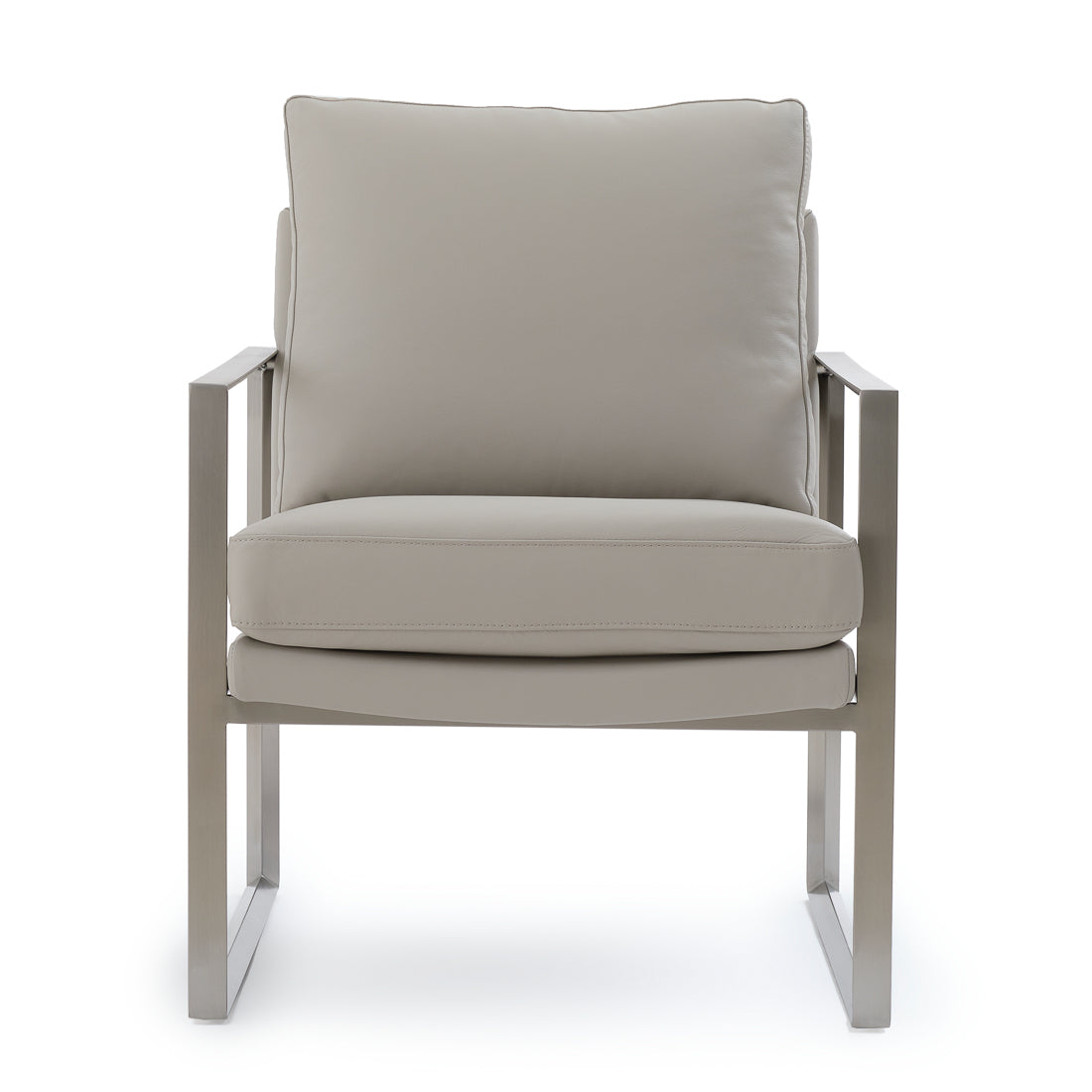 Everton Leather Accent Chair Light Grey