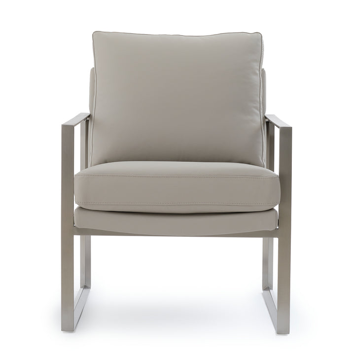 Everton Leather Accent Chair Light Grey