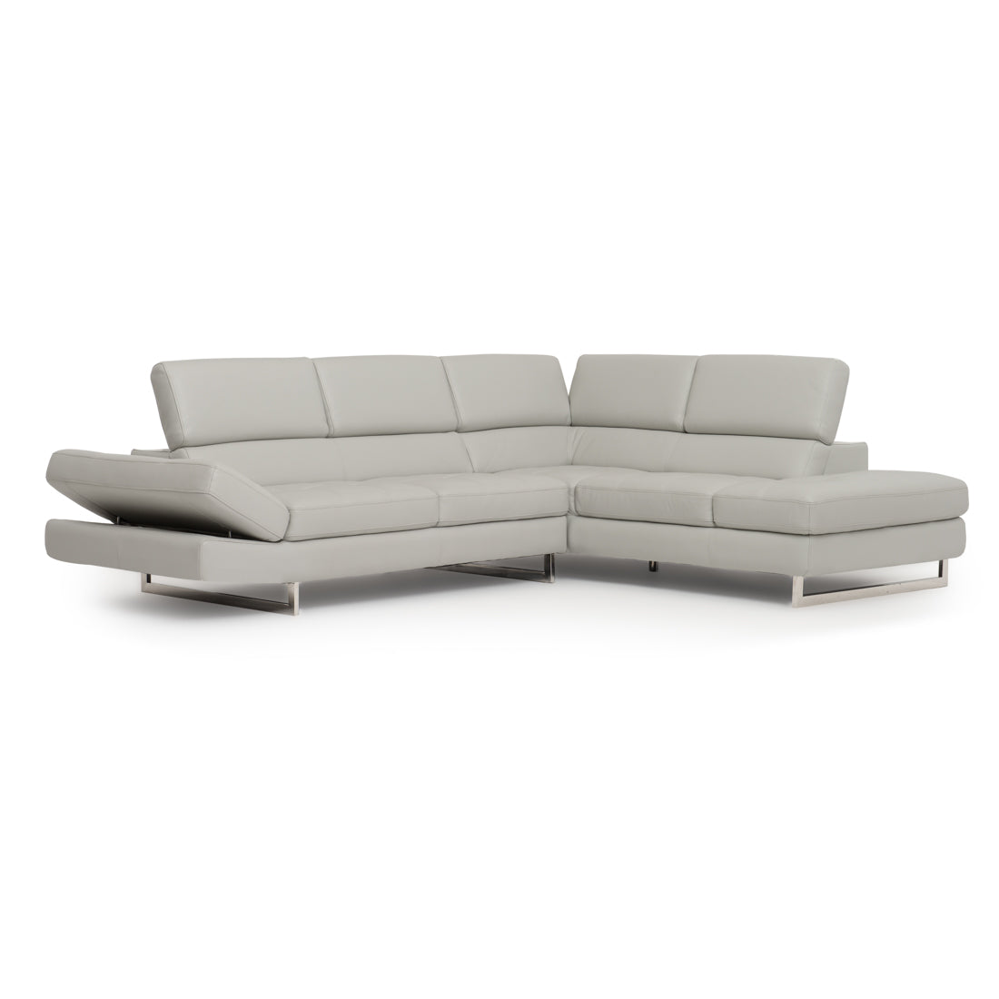 Rockland Leather Sectional Sofa Light Grey