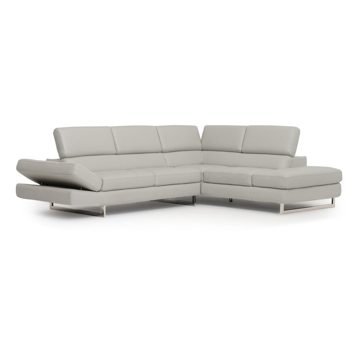Rockland Leather Sectional Sofa Light Grey