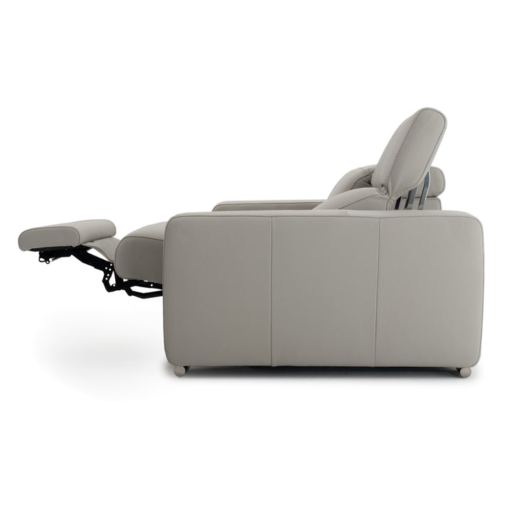 Whitmore Leather Reclining Sofa Light Grey
