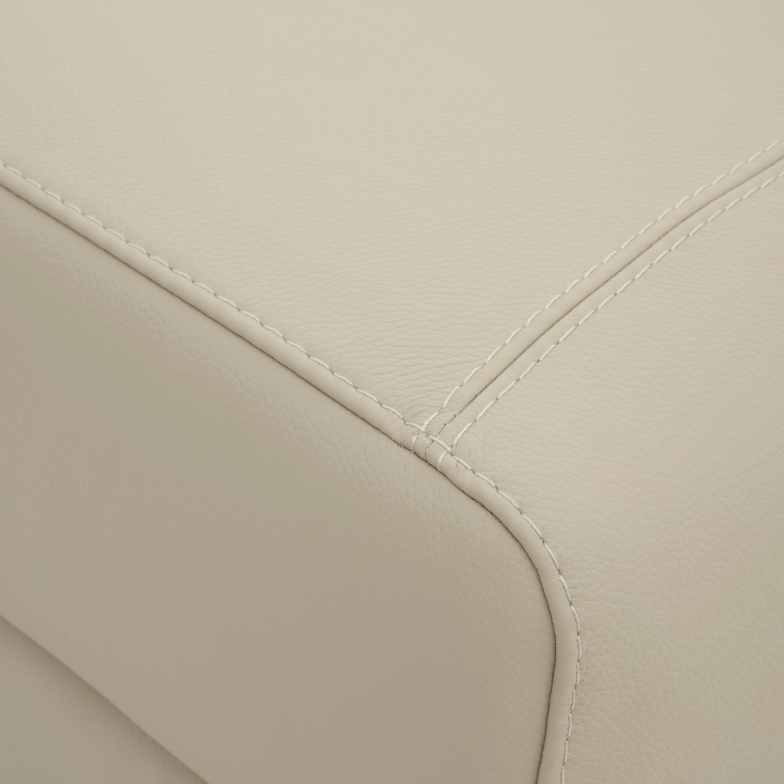 Wessa Leather Ottoman with Storage Beige