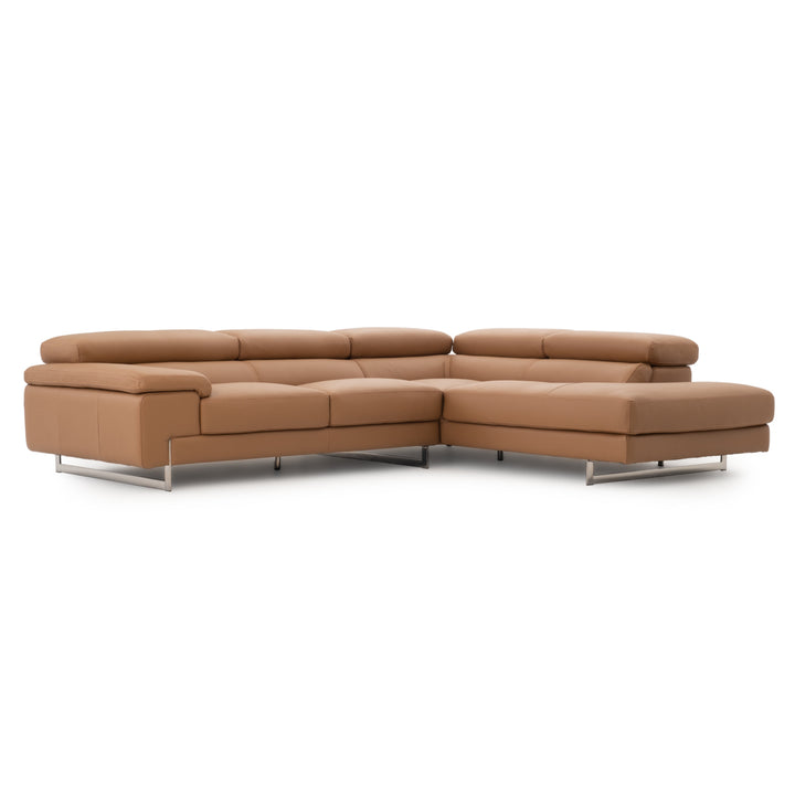 Waller Leather Sectional Sofa Cognac