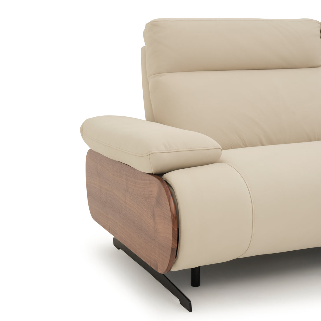 Ellery Leather Reclining Sofa Beige