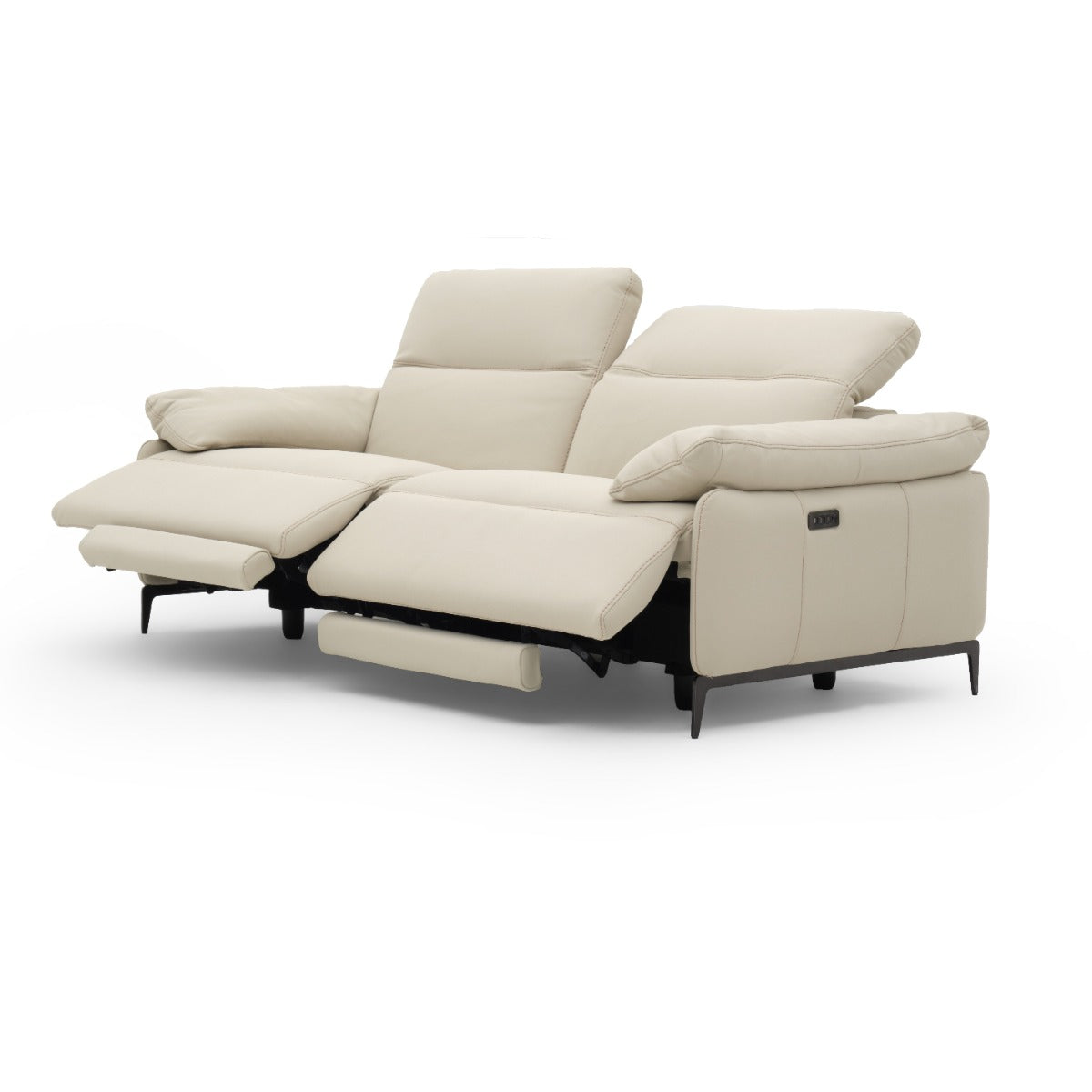 Wakely Leather Reclining Sofa Beige