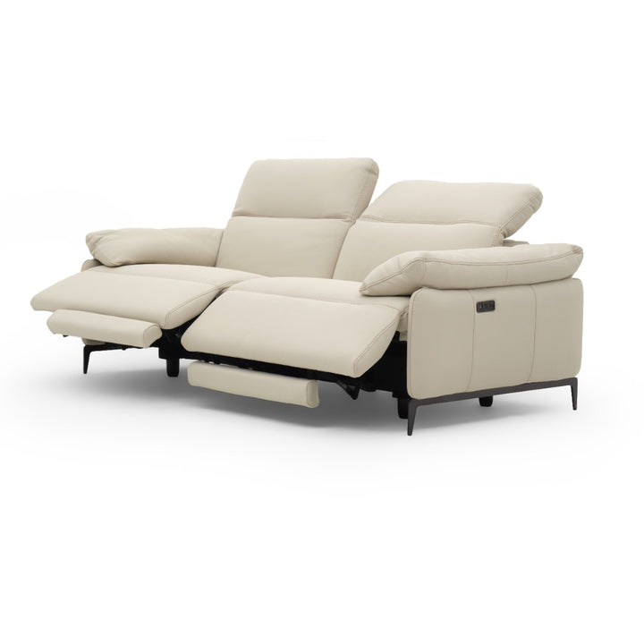 Wakely Leather Reclining Sofa Beige