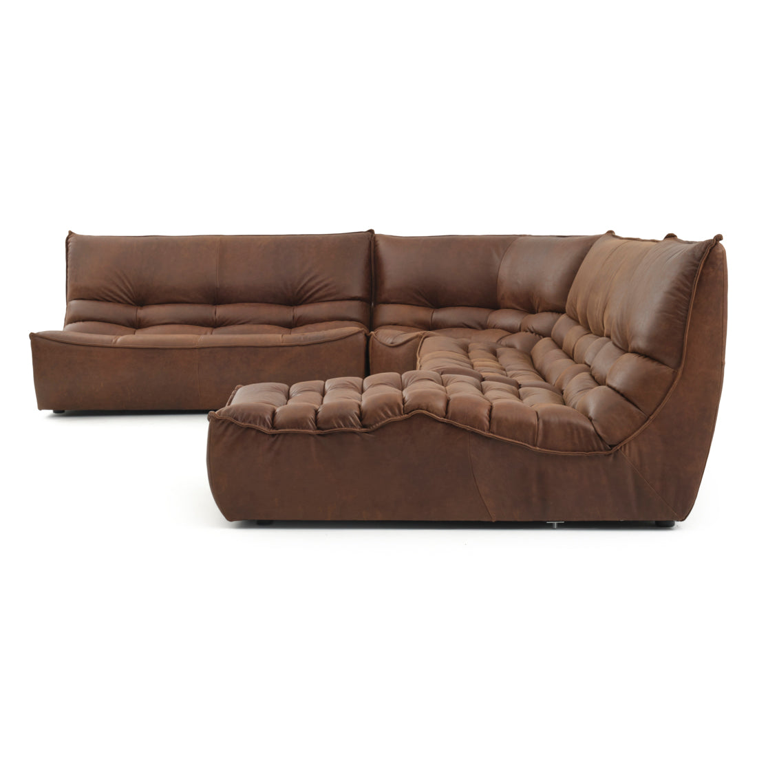 Nesto Leather Modular Set Dark Brown