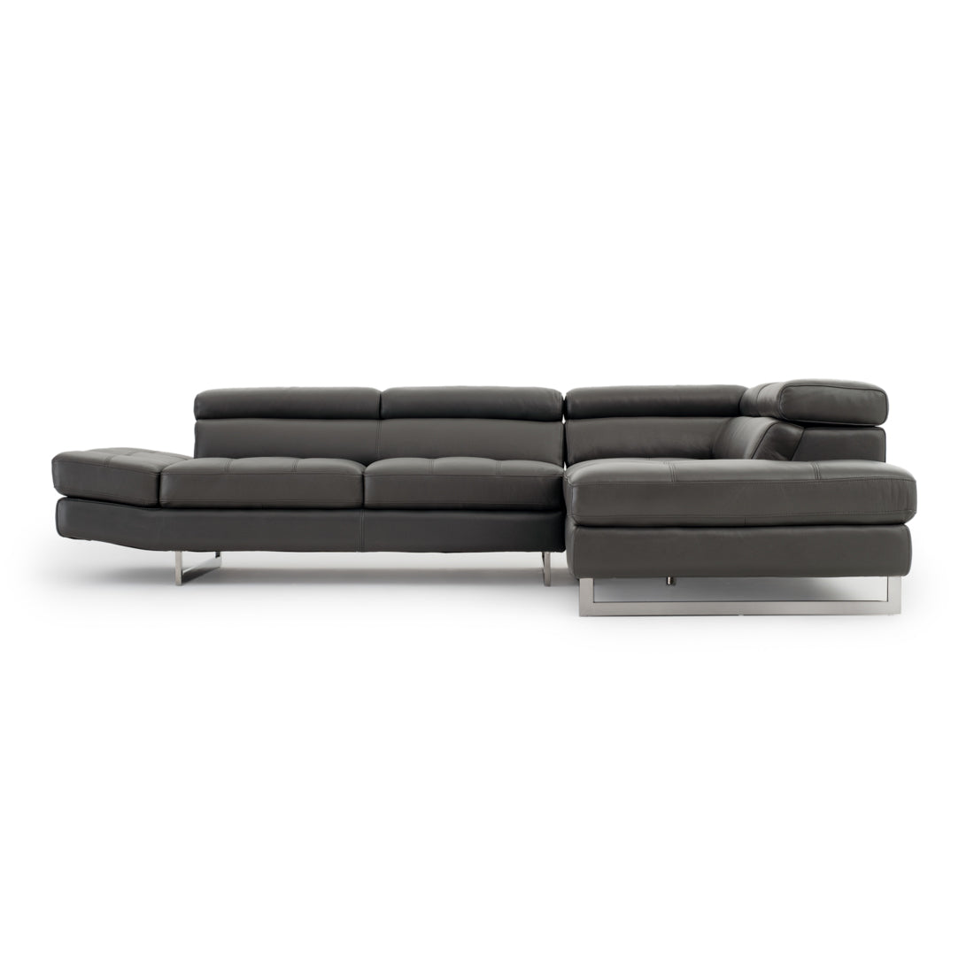 Rockland Leather Sectional Sofa Dark Grey