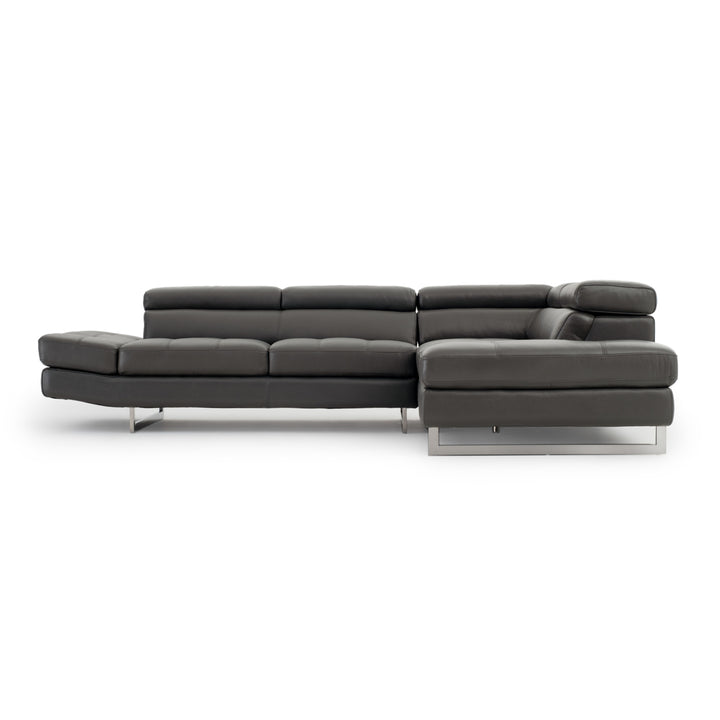 Rockland Leather Sectional Sofa Dark Grey