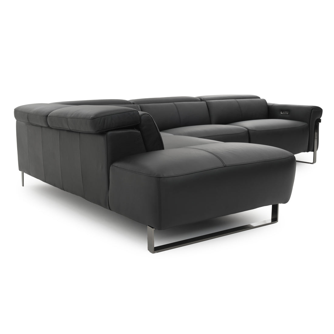 Wilberta Leather Sectional Sofa Black