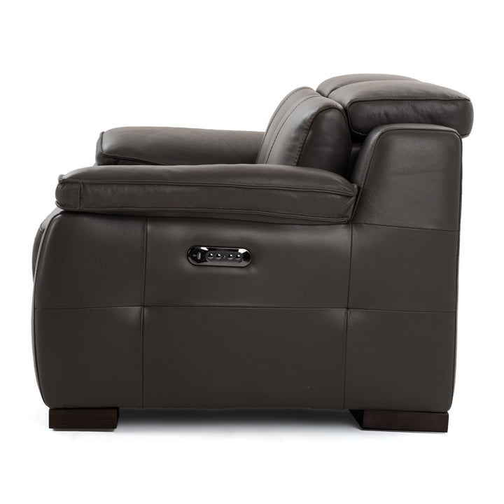 Nova Leather Reclining Loveseat Dark Grey