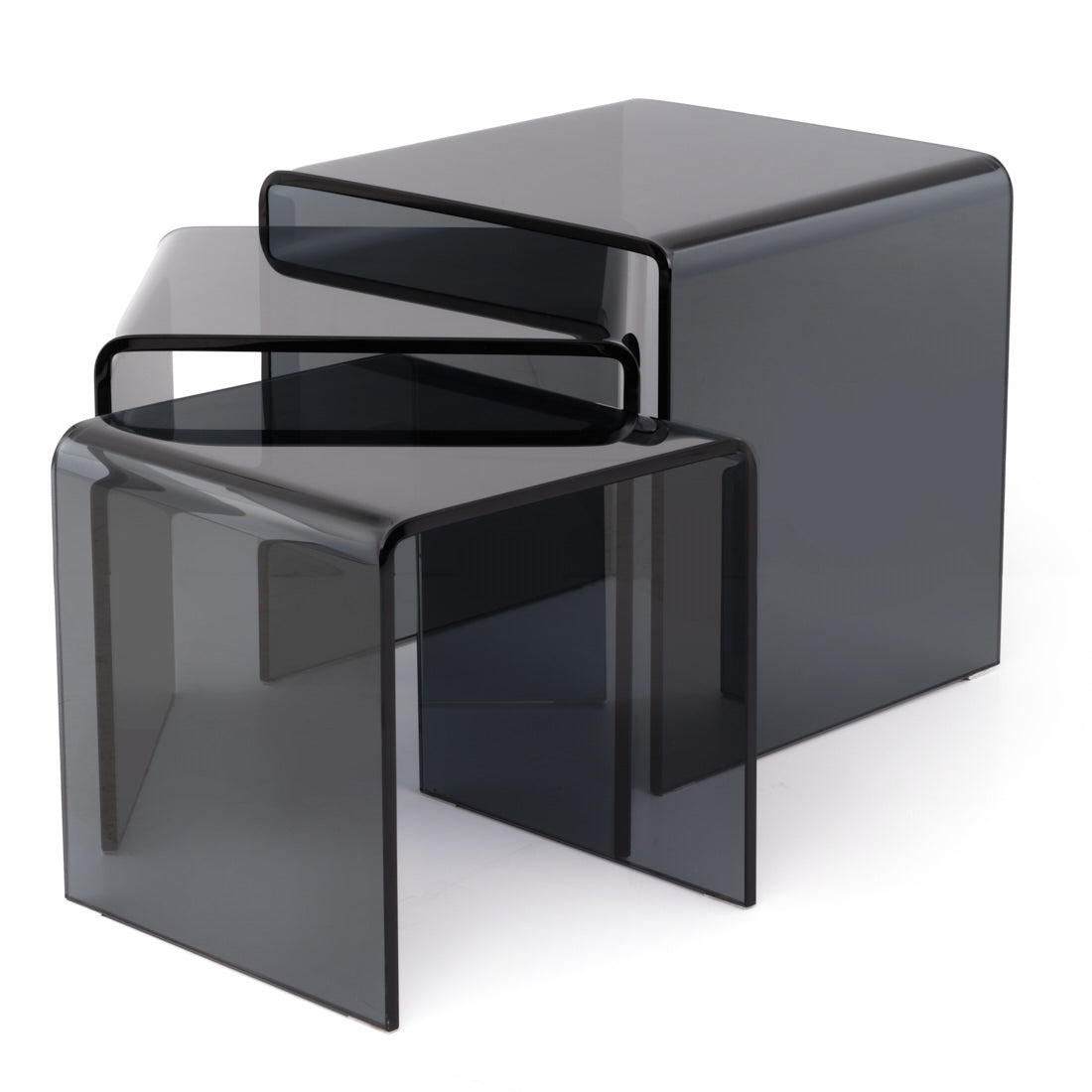 Wenzel Glass Nesting Table Dark Grey