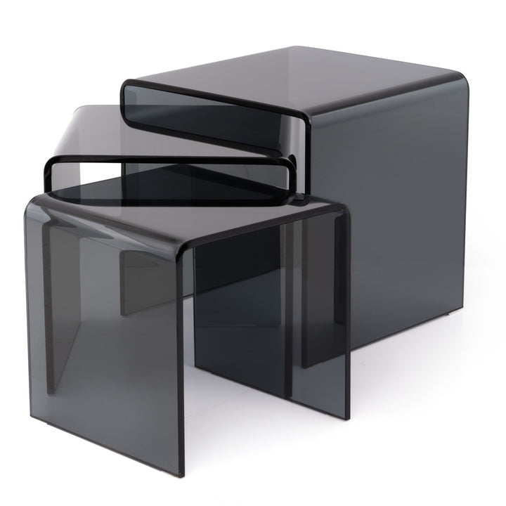 Wenzel Glass Nesting Table Dark Grey