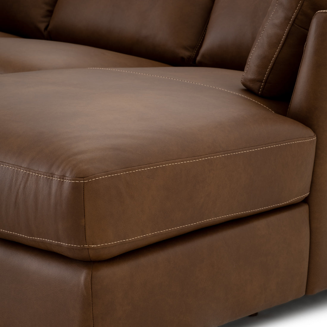 Neal Leather Sectional Sofa Cognac
