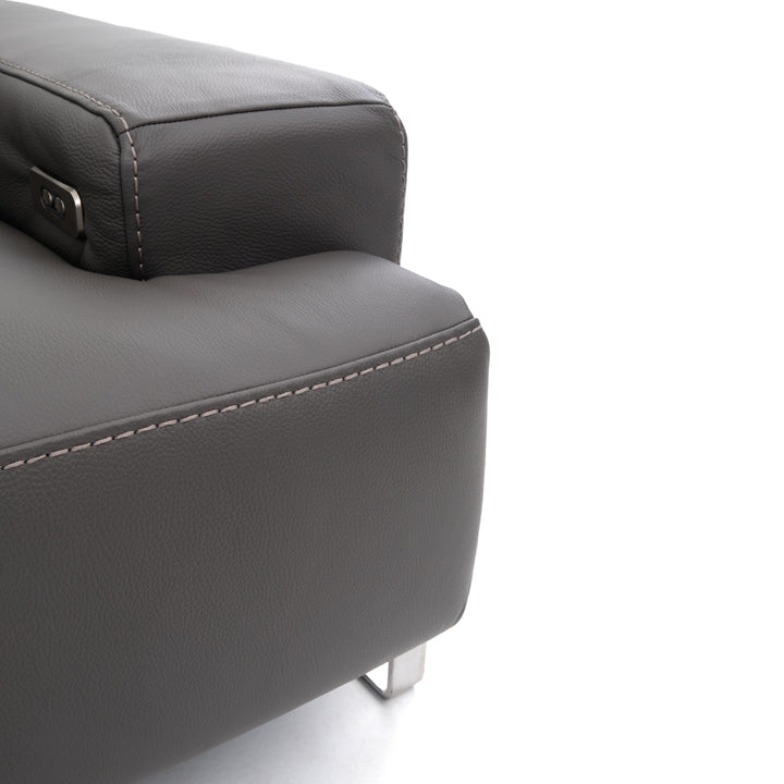 Warley Leather Reclining Sofa Light Grey