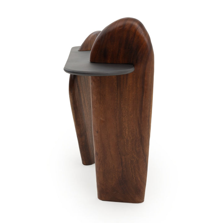 Natera Wood Console Table Dark Brown