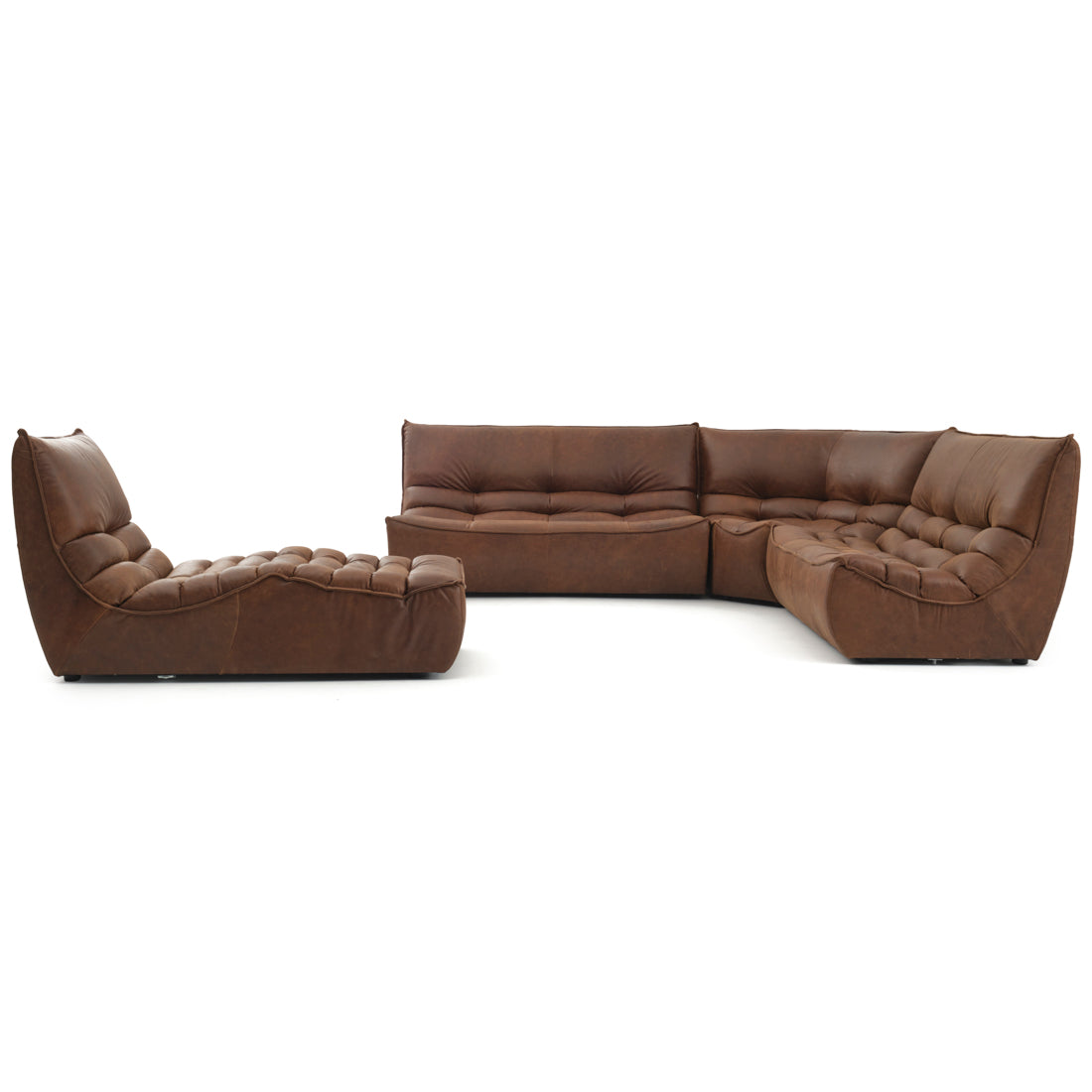 Nesto Leather Modular Set Dark Brown