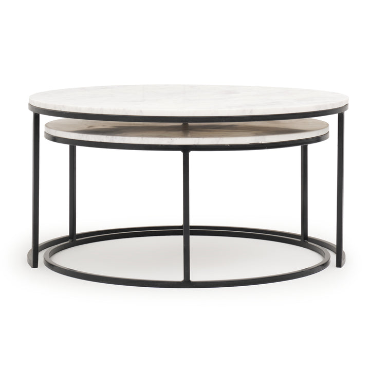 Wamelia Nesting Table Set of 2 Black & White
