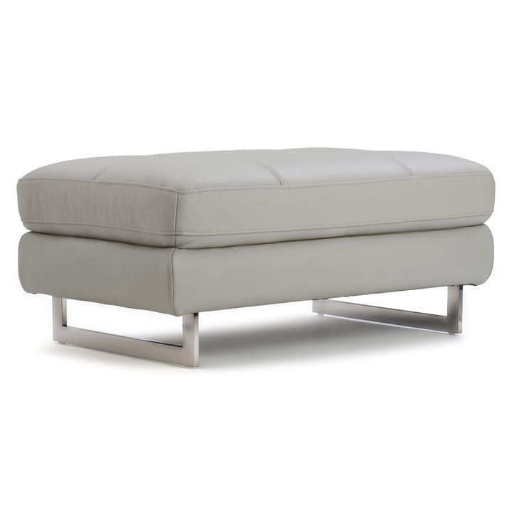 Rockland Leather Ottoman Light Grey